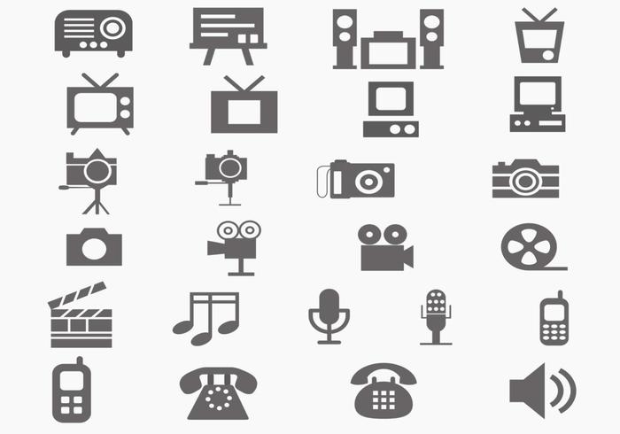 Conjunto de iconos vectoriales de varios medios vector