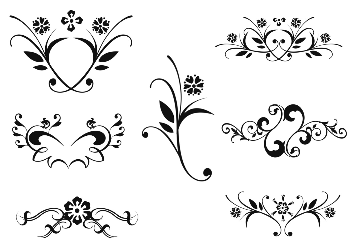 Floral Ornaments Vector Pack Two 12413 Vector Art At Vecteezy