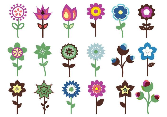 Retro Flower Vector Pack