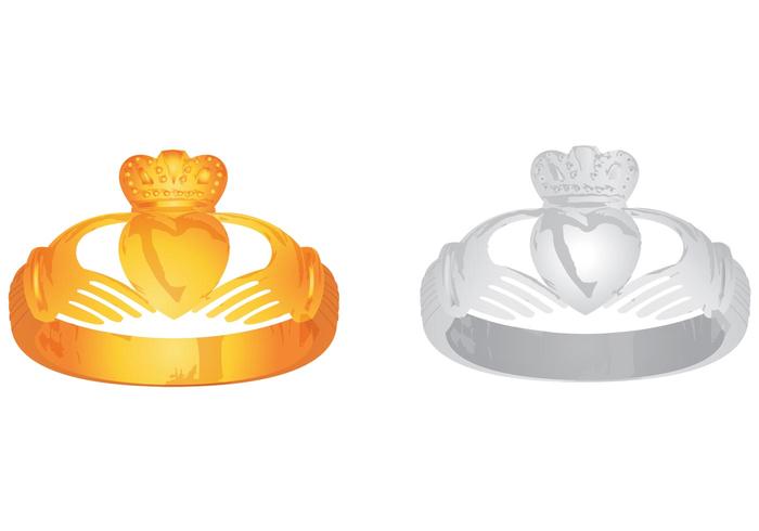 Free Claddagh Ring Vector - Gold and Silver! Free Claddagh Ring Vector - Gold and Silver!