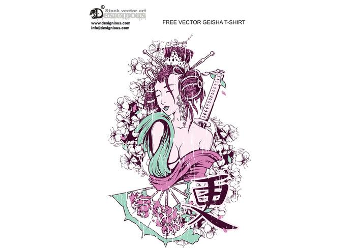 Free vector geisha t-shirt design Free vector geisha t-shirt design