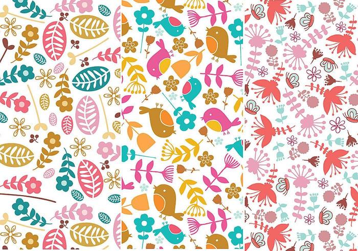 Flower and Bird Illustrator Patterns vector
