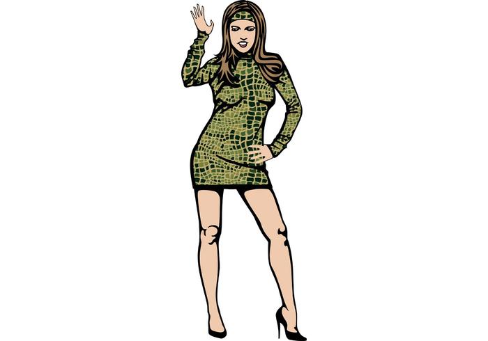 Girl In Alligator Leather Skirt Vector Girl In Alligator Leather Skirt Vector