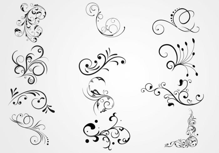 Swirly Floral Scrolls Vectors