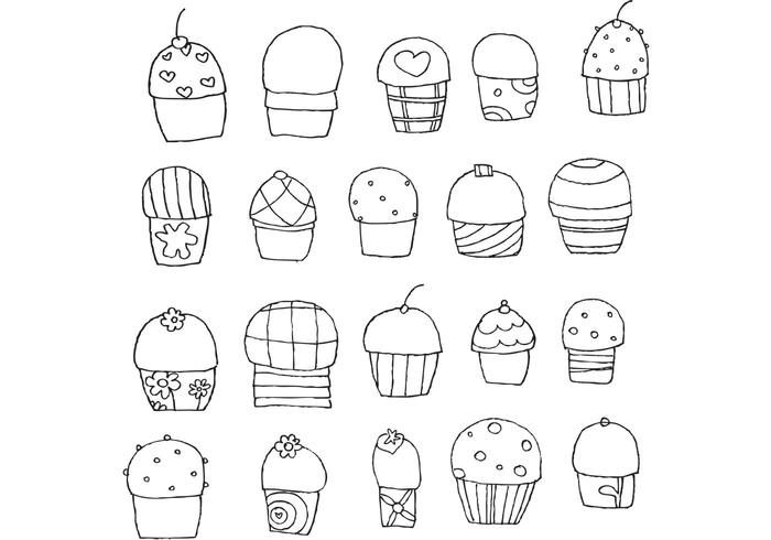 Freehand Vector Cupcakes Freehand Vector Cupcakes