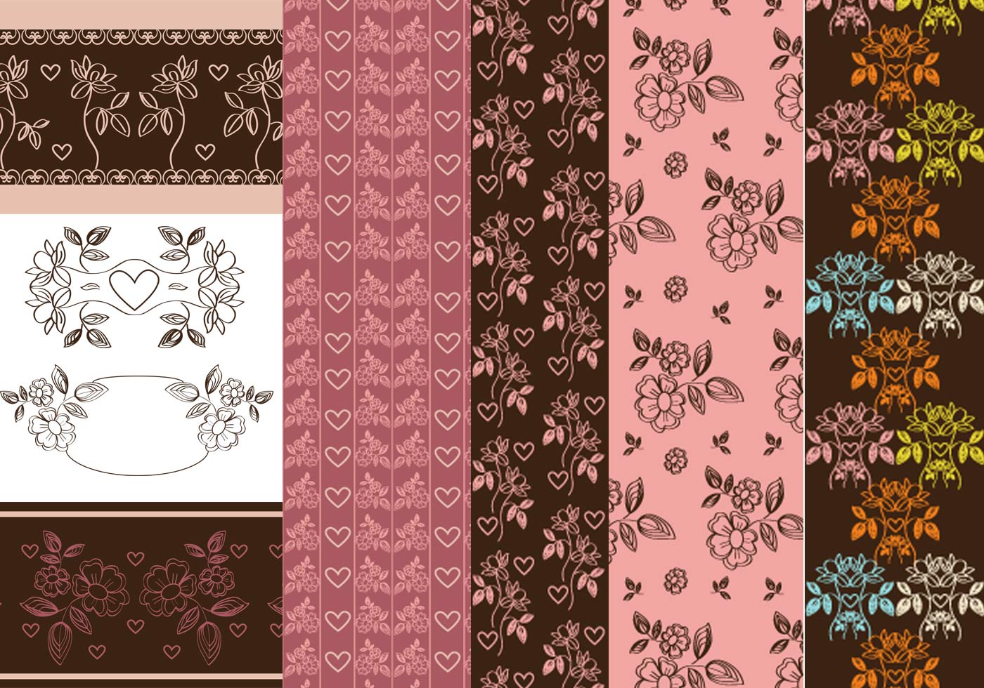 Vintage Heart and Flower Patterns & Vector Pack - Download ...