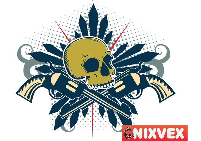 NixVex Skull with Guns Free Vector NixVex Skull with Guns Free Vector