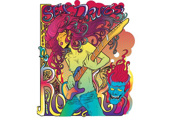 Psychedelic Rock Star Poster Vector Psychedelic Rock Star Poster Vector