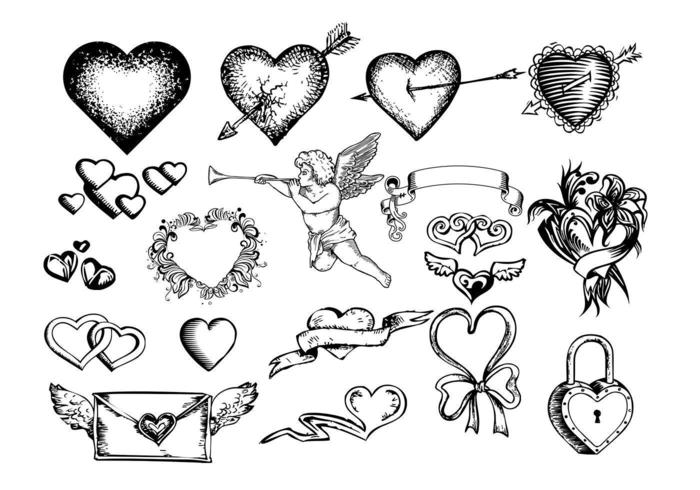 Etched Hearts Vectors 