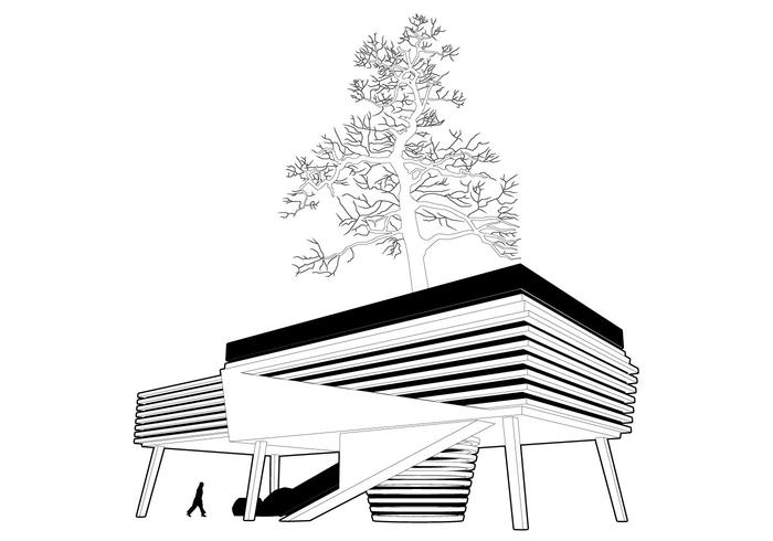 House Around The Tree Vector House Around The Tree Vector