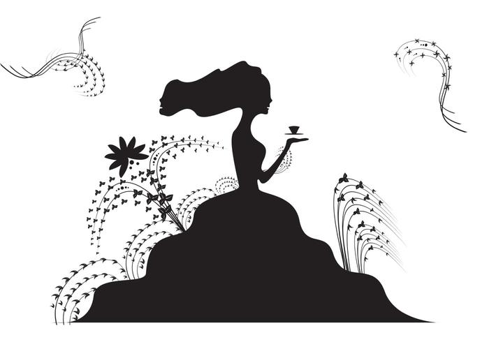Lady with a Tea Cup Vector Lady with a Tea Cup Vector