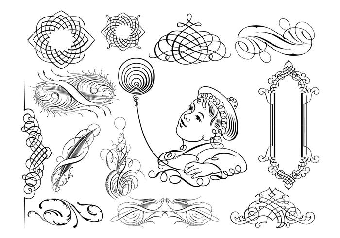 Calligraphic Ornaments in vector Calligraphic Ornaments in vector