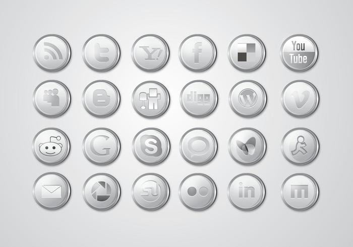 Paquet d'icônes d'argent sur les médias sociaux Paquet d'icônes d'argent sur les médias sociaux