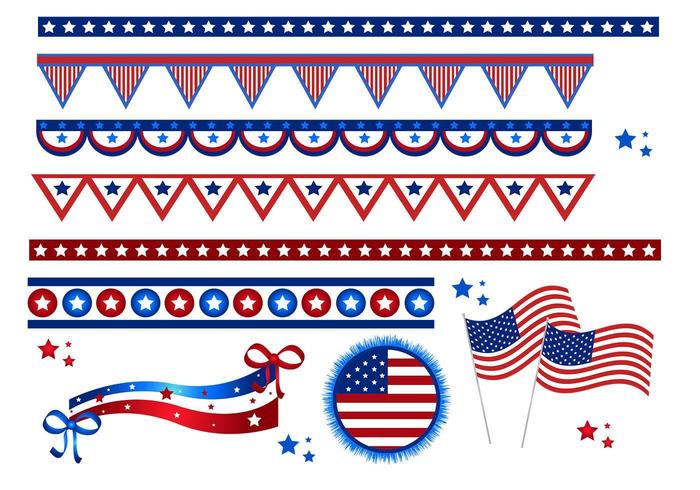 4th of July Flags and Borders Vector Pack