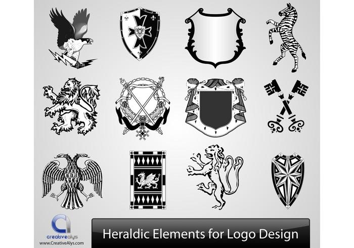 Vector heraldic elements for logo design Vector heraldic elements for logo design