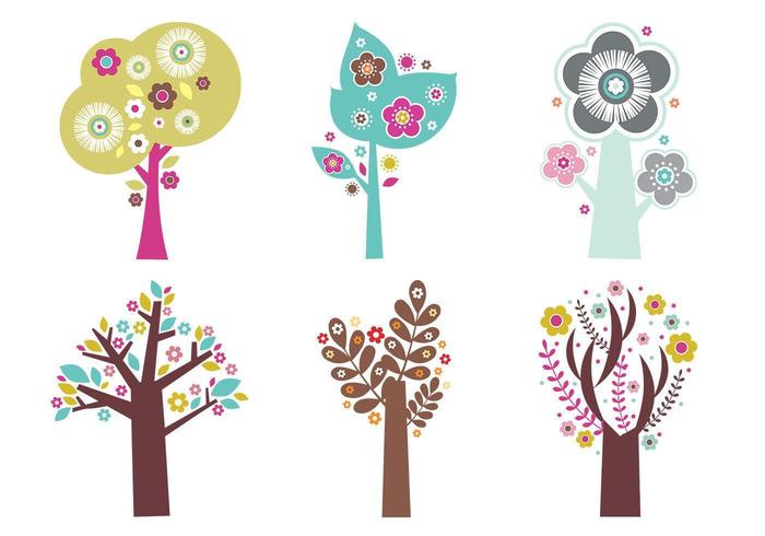 Blooming árboles Vector Pack