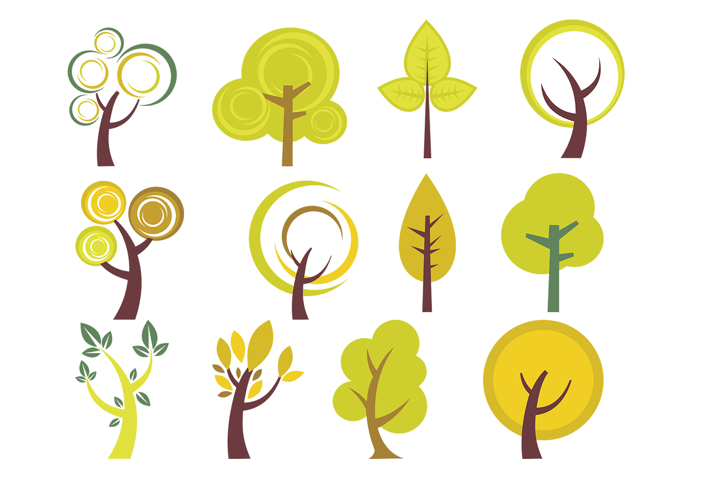 Swirly Trees Vector Pack 32482 Vector Art at Vecteezy