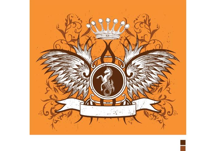 Winged Shield with Crown and Floral Free T-shirt Design Winged Shield with Crown and Floral Free T-shirt Design
