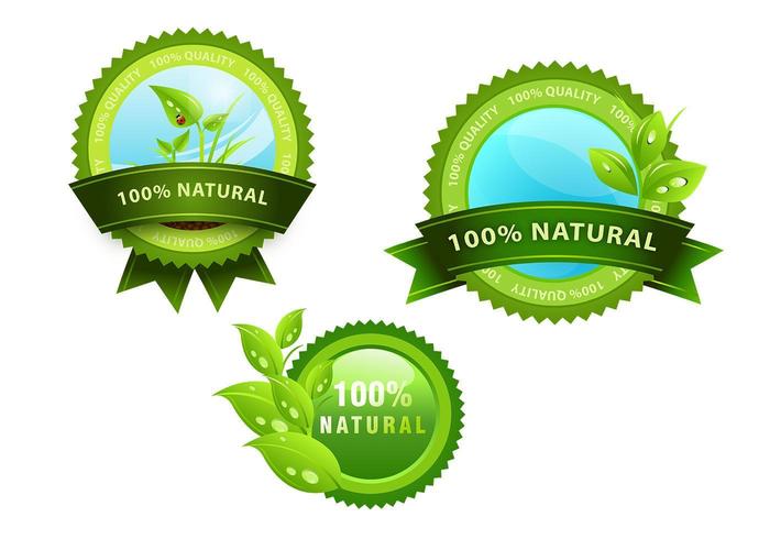 Green Natural Icon Badge Vectors