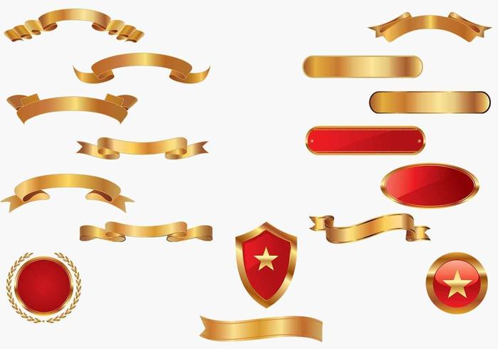 Golden Banners Vector Pack