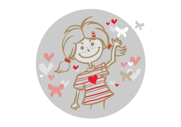 Girl and Flying Hearts Vector Girl and Flying Hearts Vector