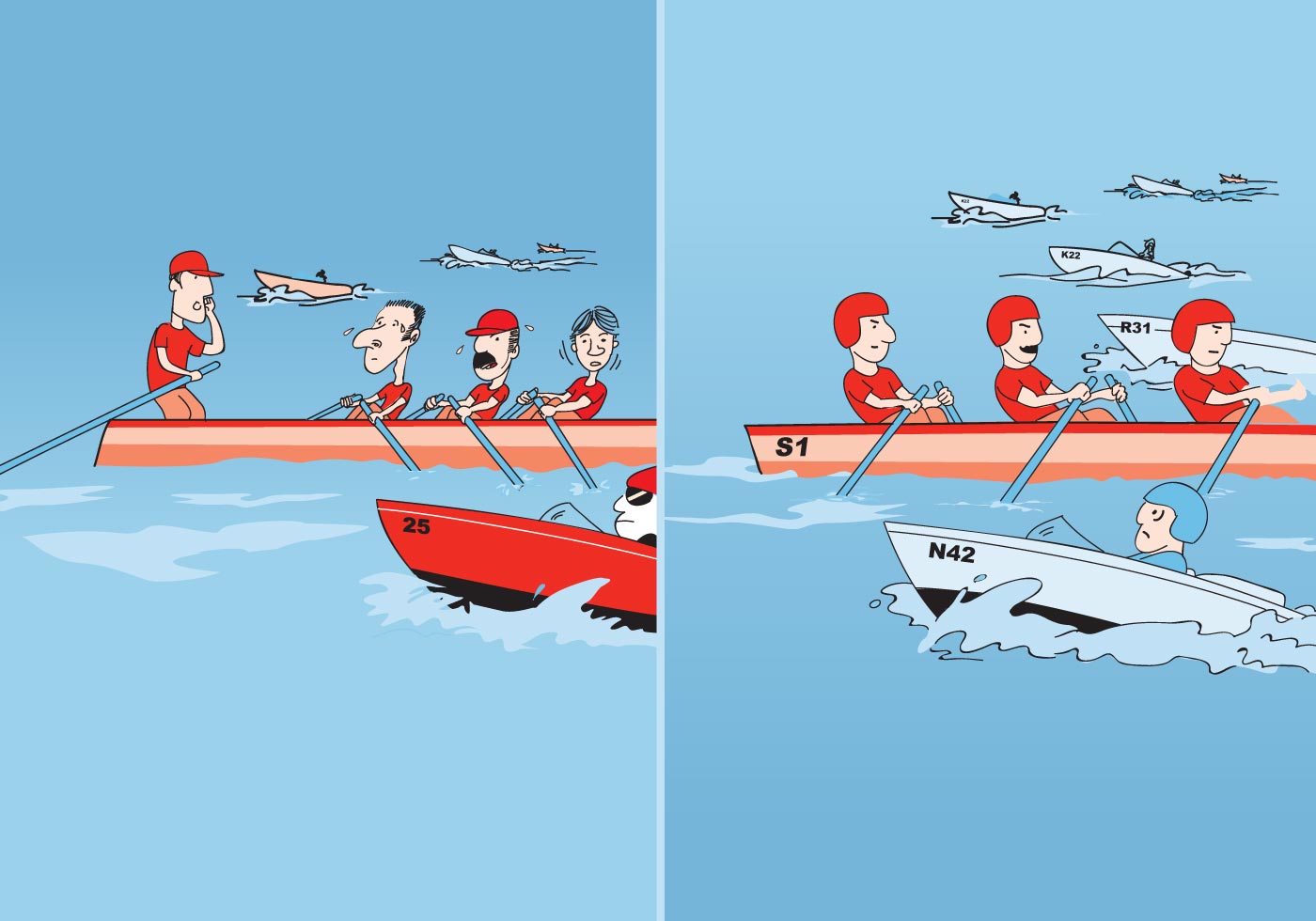 Funny Rowing Race - Download Free Vector Art, Stock ...