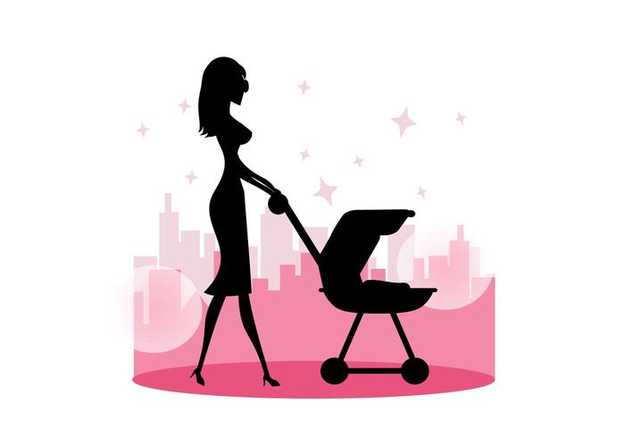 Mommy Walking Baby Vector Mommy Walking Baby Vector
