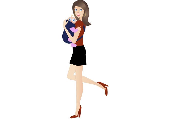 Hip Mommy With Baby Vector Hip Mommy With Baby Vector