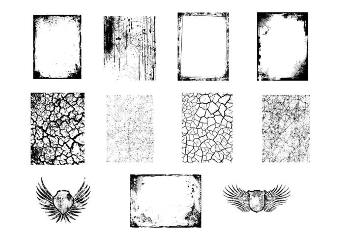 Grungy Textures and Wings Vector Pack