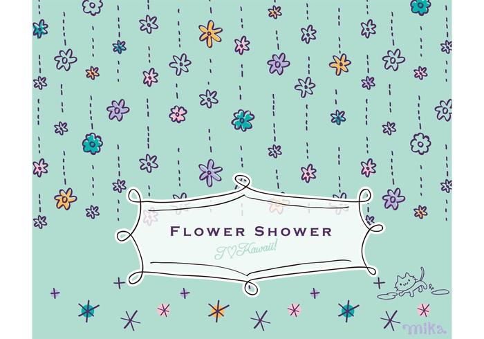 Flower Vector KAWAII Flower Shower & Cat Vector Flower Vector KAWAII Flower Shower & Cat Vector