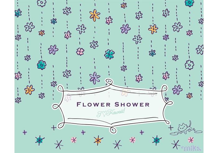 Flower Vector KAWAII Flower Shower & Cat Vector