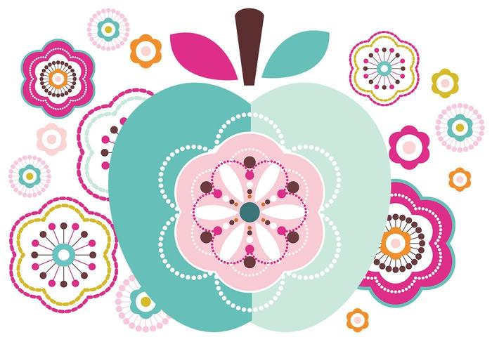 Abstract Apple and Flower Vector Pack