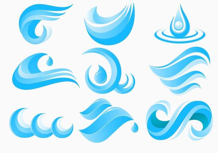 Agua y las ondas de vectores iconos