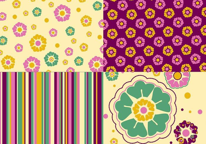 Papel tapiz floral y patrón de paquete de vectores