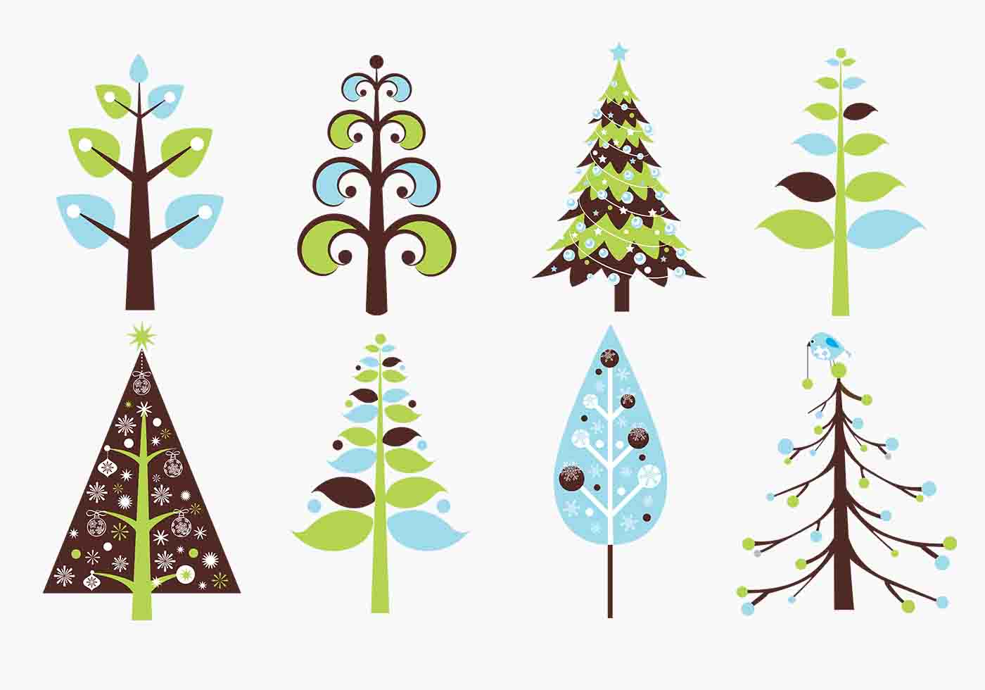 Download Retro Christmas Tree Vector Pack - Download Free Vectors ...