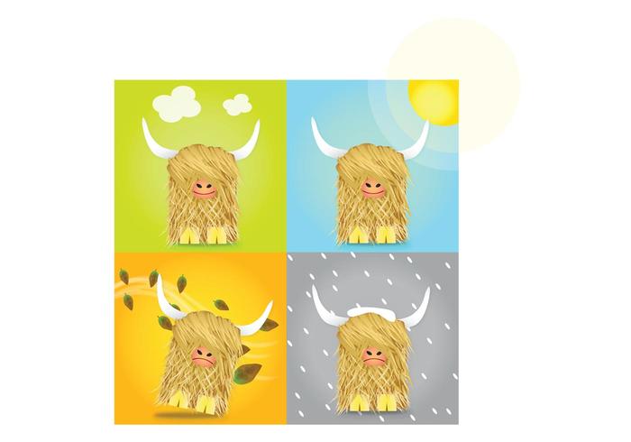 Scotland in one day! Seasonal Highland Cow Vectors