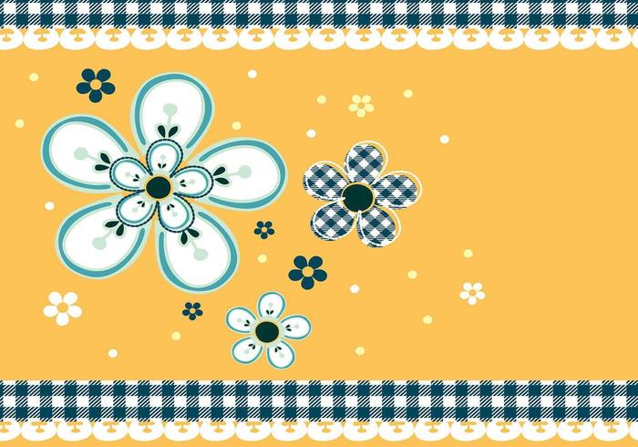 Gingham and Daisies Vector Wallpaper 
