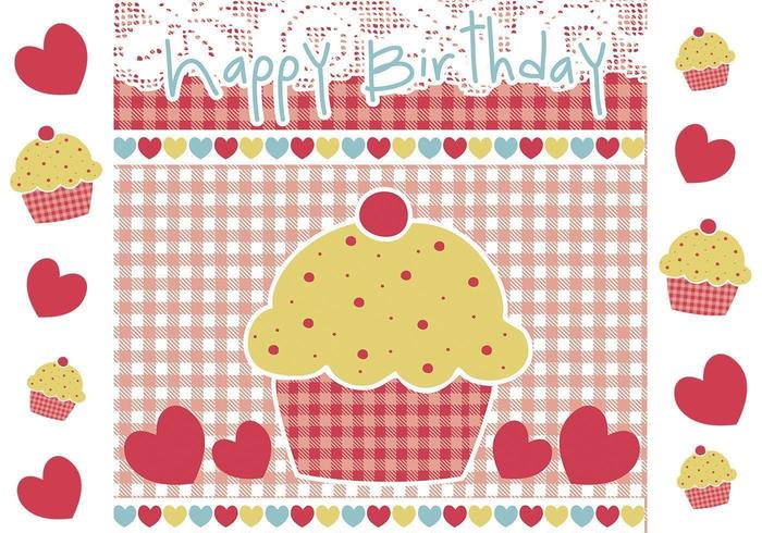 Feliz cumpleaños Cupcake Vector y papel tapiz Pack
