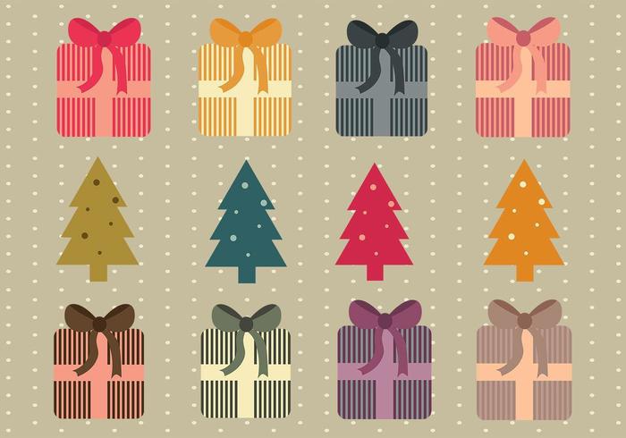 Simple Christmas Presents and Trees Vector Pack
