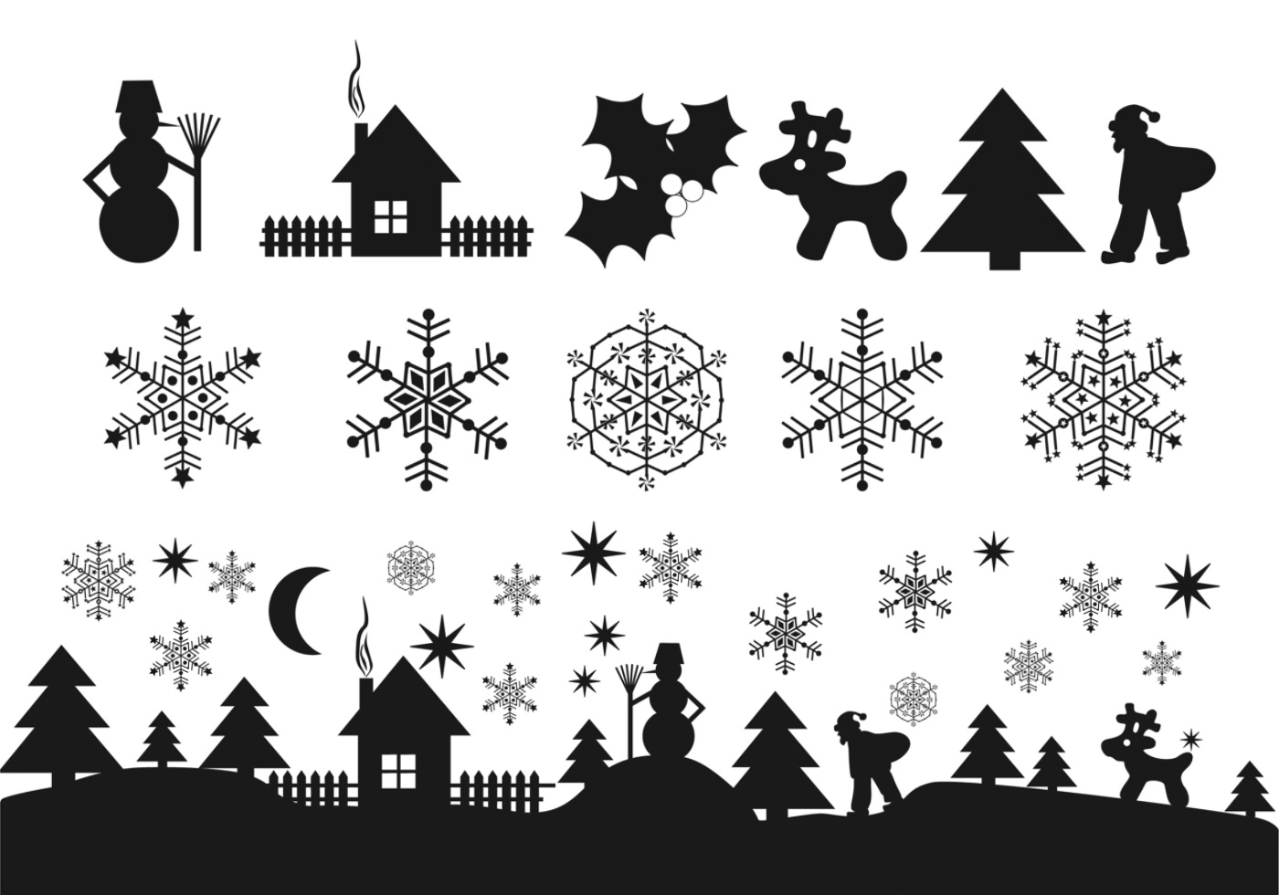 Download Black Christmas Icons Vector Pack - Download Free Vectors ...