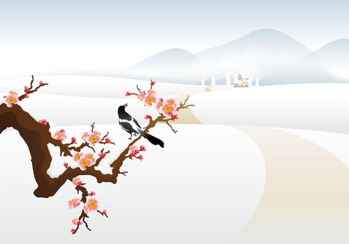 Winter Landscape Vector Wallpaper 