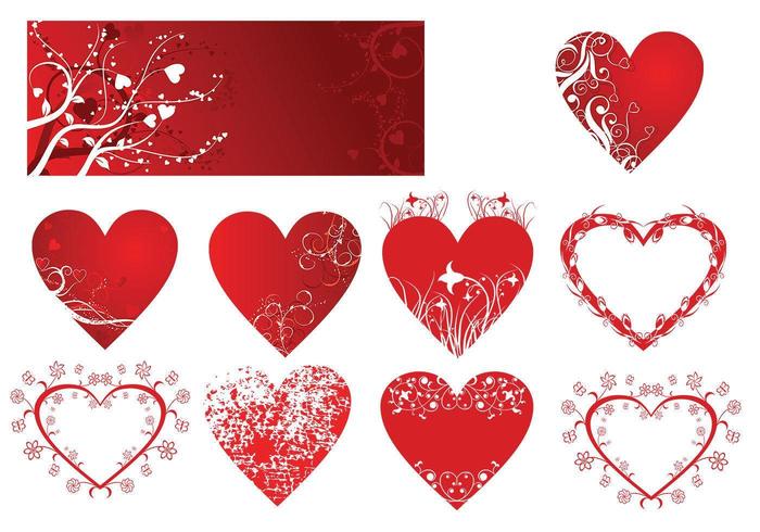 Floral Hearts Vector Pack