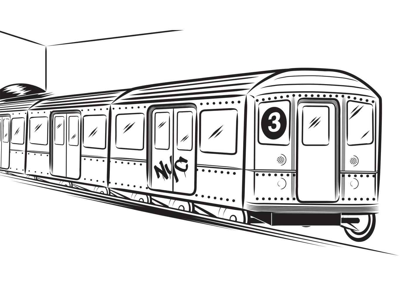 Free Subway Vector Sketch Coloring Page