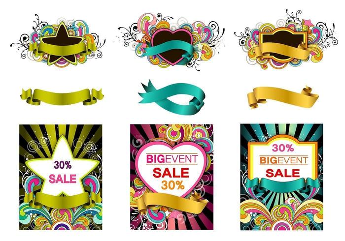 Colorful Swirly Vector Banner Pack