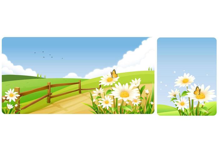 Primavera Daisy Vector Wallpaper Pack