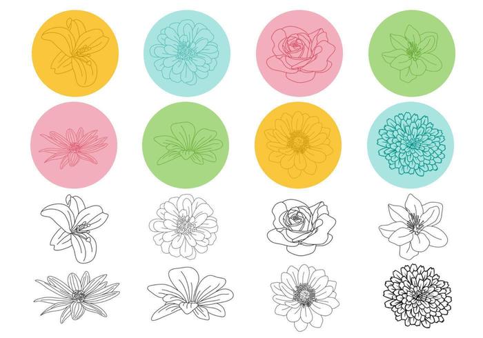 Outlined Floral Vector Pack