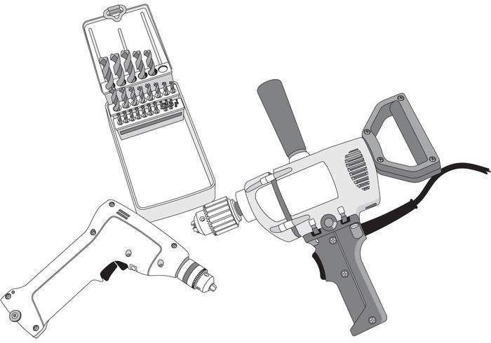 Free Vector Power Drills and Bit Set Free Vector Power Drills and Bit Set