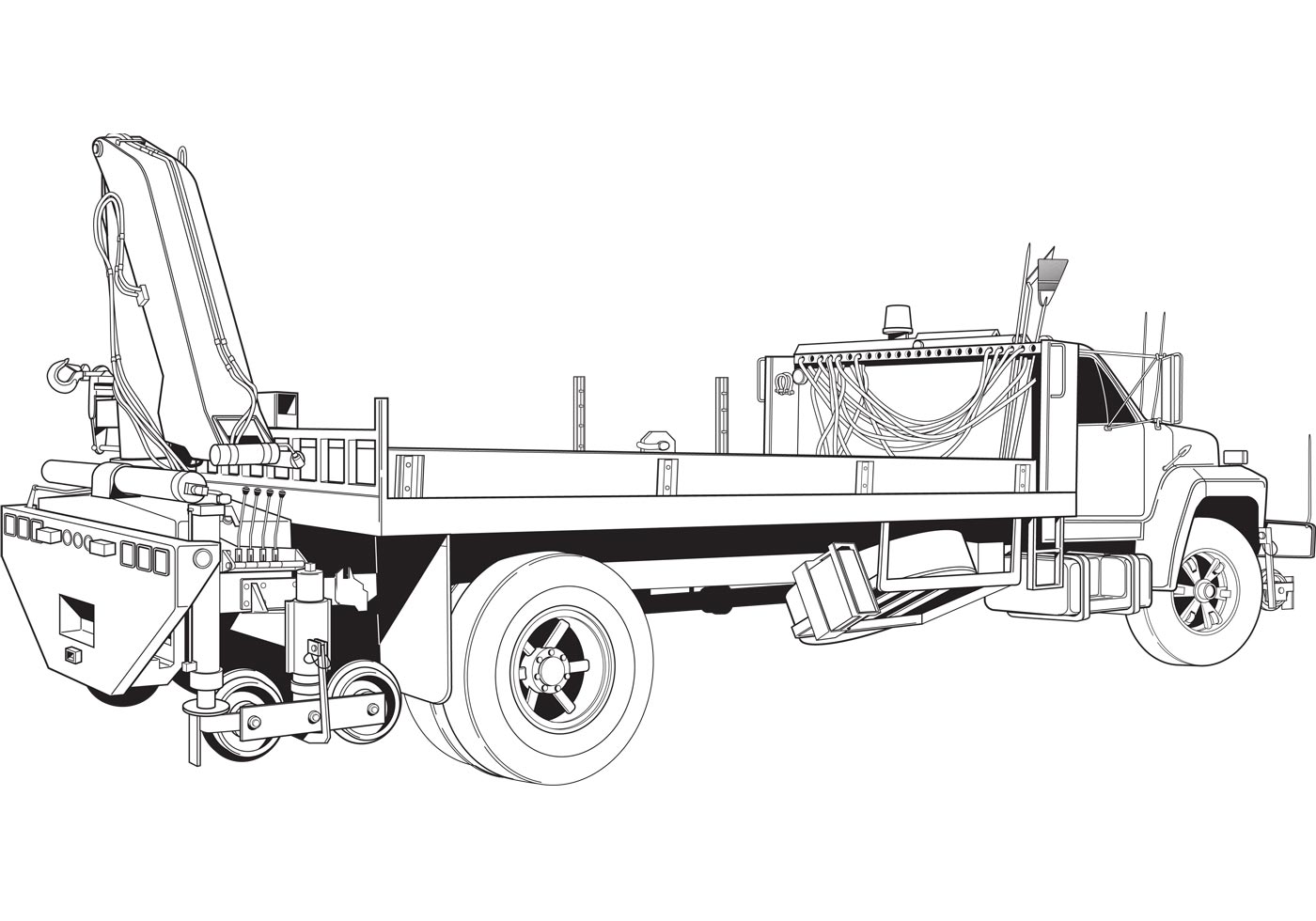 Free Vector Flatbed Truck with Boom Crane Illustration at Vecteezy.com