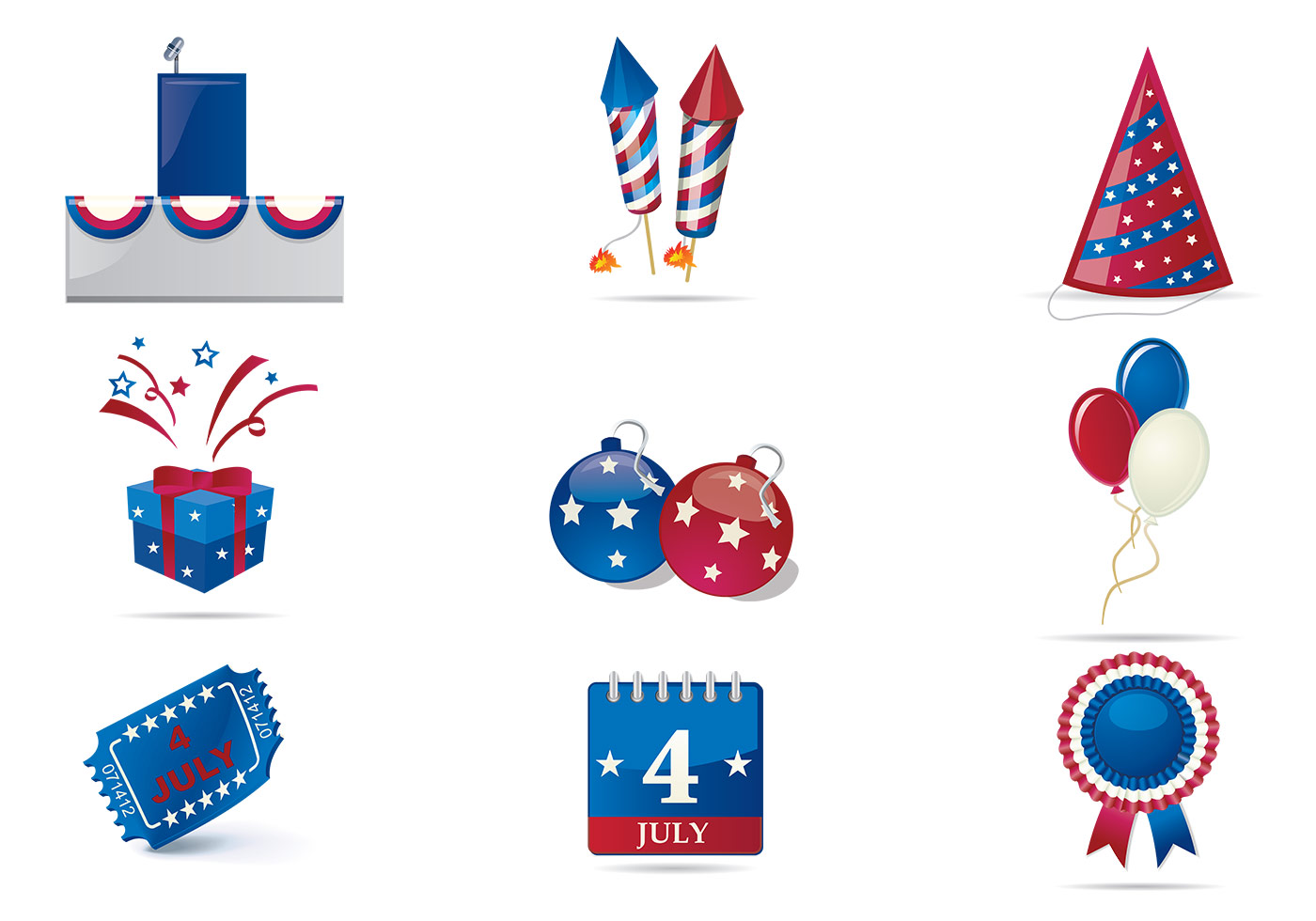 Download Fourth of July Vector Celebration Pack 47383 - Download ...