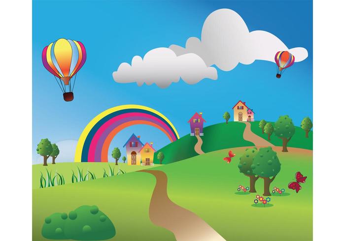 Village Landscape Vector Village Landscape Vector